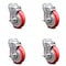 Service Caster 5 Inch Red Polyurethane Wheel Swivel Bolt Hole Caster Set with Brake SCC SCC-BH20S514-PPUB-RED-TLB-4 - alternate 1